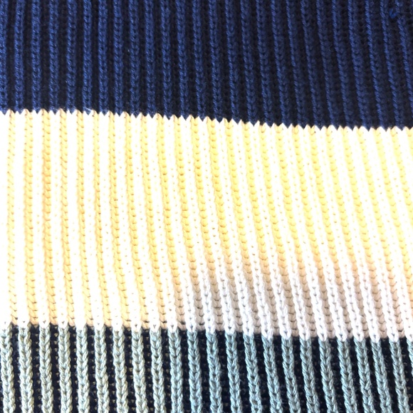 Frank and Oak green, navy and white stripes organic cotton ribbed sweater NWT - Picture 4 of 9